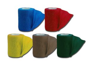 Benda elastica coesiva in TNT dim.mt 4,5x10 cm colori assortiti cf.10 rotoli - 34740