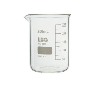 Bicchiere graduato con becco forma bassa in vetro borosilicato ml   25 - BKL3-025-001