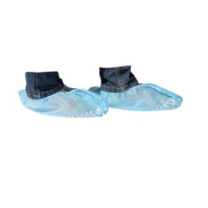 Copriscarpe monouso misura unica cm 15x38 colore blu con suola antiscivolo cf.100 pz. - SHOP-002-100