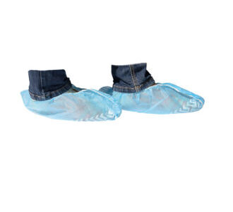Copriscarpe monouso misura unica cm 15x38 colore blu con suola antiscivolo cf.100 pz. - SHOP-002-100