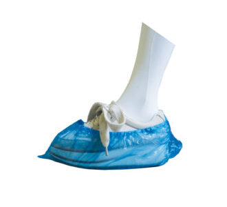 Copriscarpe monouso misura unica colore blu CPE cf.100 pz. - CSCARPE01