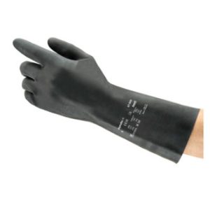 Guanti in lattice nero clorurato per protezione chimica Ansell lungh.cm 32,5 misura 8 paio - GLOQ-00M-001