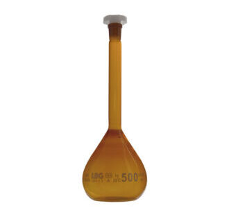 Matraccio tarato classe A vetro borosilicato 3.3 ambrato con tappo ns in pe ml 5 - VFA3-005-002