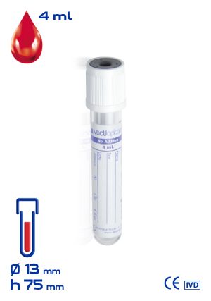Provetta senza additivo Ø mm 13x 75 ml 4 tappo bianco cf.1200 - 30003