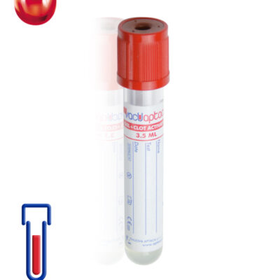 Provetta con gel separatore + attivatore di coagulazione Ø mm 13x 75 ml 3,5 tappo rosso sterile cf.1200 - 30011