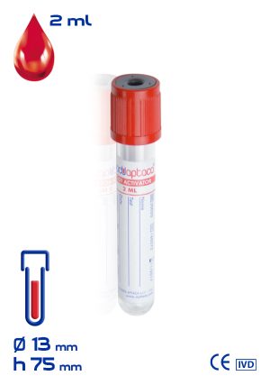 Provetta con attivatore di coagulazione Ø mm 13x 75 ml 2 tappo rosso sterile cf.1200 - 30020