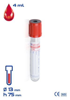 Provetta con attivatore di coagulazione Ø mm 13x 75 ml 4 tappo rosso sterile cf.1200 - 30021