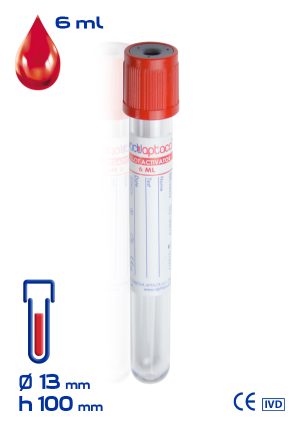 Provetta con attivatore di coagulazione Ø mm 13x100 ml 6 tappo rosso sterile cf.1200 - 30022