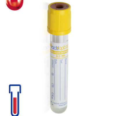 Provetta con gel separatore + attivatore di coagulazione Ø mm 13x 75 ml 3,5 tappo giallo sterile cf.1200 - 30031