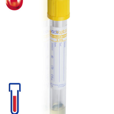 Provetta con gel separatore + attivatore di coagulazione Ø mm 13x100 ml 5 tappo giallo sterile cf.1200 - 30032