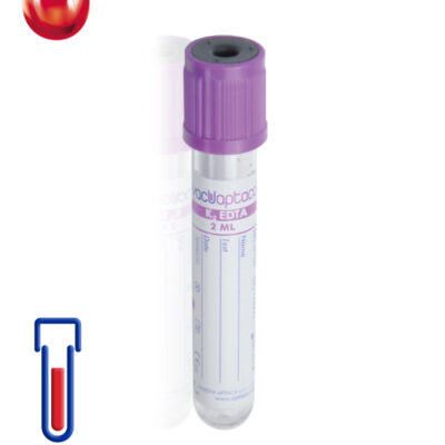 Provetta con K2 EDTA Ø mm 13x 75 ml 2 tappo lavanda sterile cf.1200 - 30100