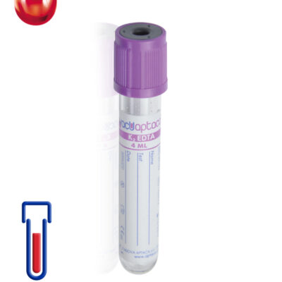 Provetta con K2 EDTA Ø mm 13x 75 ml 4 tappo lavanda sterile cf.1200 - 30102