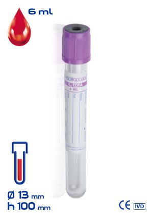 Provetta con K2 EDTA Ø mm 13x100 ml 6 tappo lavanda sterile cf.1200 - 30103
