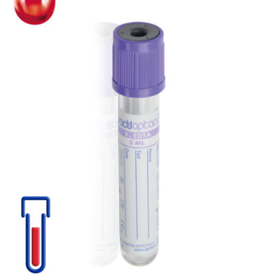 Provetta con K3 EDTA Ø mm 13x 75 ml 2 tappo viola sterile cf.1200 - 30200
