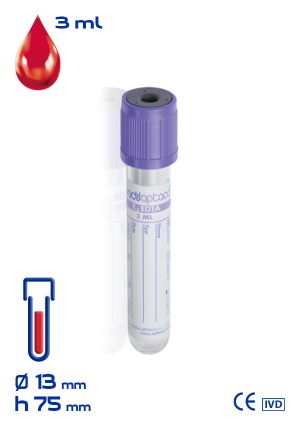 Provetta con K3 EDTA Ø mm 13x 75 ml 3 tappo viola sterile cf.1200 - 30201