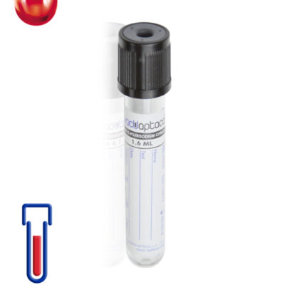Provetta con sodio citrato 3,8% per VES Ø mm 13x 75 ml 1,6 tappo azzurro nero cf.1200 - 30300