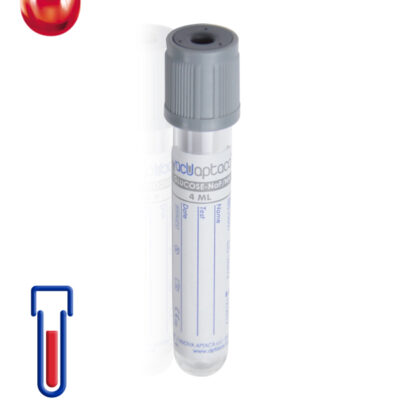 Provetta con sodio eparina + fluoruro di sodio Ø mm 13x 75 ml 4 tappo grigio cf.1200 - 30601