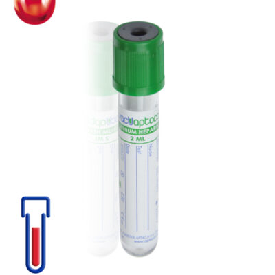 Provetta con litio eparina Ø mm 13x 75 ml 2 tappo verde cf.1200 - 30800