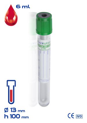 Provetta con litio eparina Ø mm 13x100 ml 6 tappo verde cf.1200 - 30802