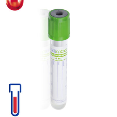 Provetta con litio eparina + gel separatore Ø mm 13x 75 ml 4 tappo verde chiaro cf.1200 - 30900