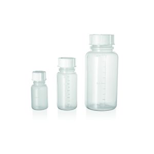 Bottiglia graduata cilindrica in PP collo largo normalizzato GL32 con tappo ml 50 cf.100 pz. - 11171